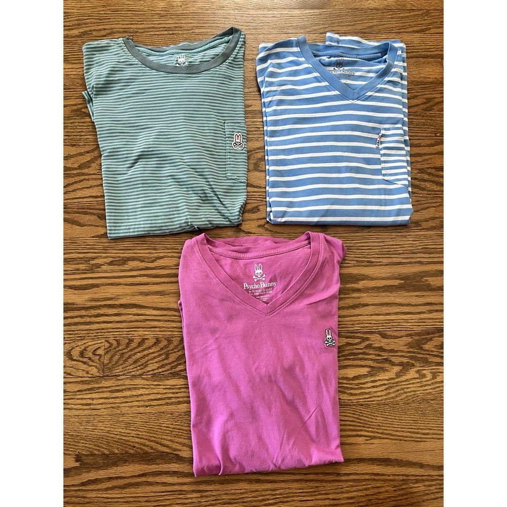 Lot Of 3 Psycho Bunny Pima Cotton T-Shirts Mens Size 7 XL Short Sleeve Pocket